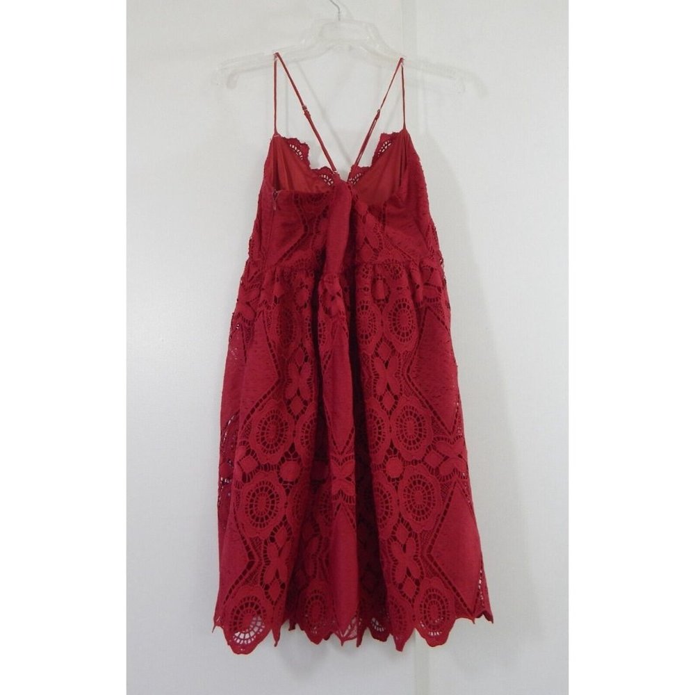 MAEVE ANTHROPOLOGIE dress babydoll crochet spaghetti strap holiday red 10 - Picture 4 of 6